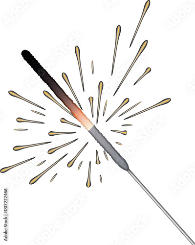 A sparkler is shown with a lot of white and yellow