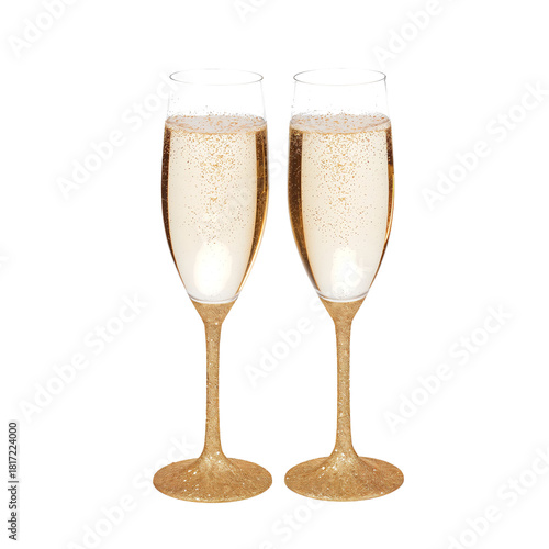 Sparkling Champagne Flutes Ready for Celebration at an Elegant Gathering Duri...