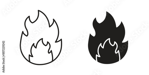 Fire icon in simple flat trend modern graphic design abstract logotype element