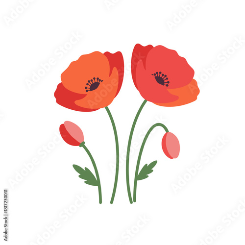 A set of orange-yellow flowers painted in watercolor for autumn