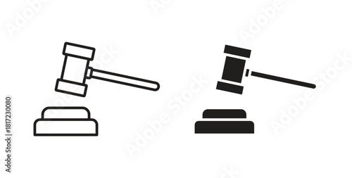 Gavel icon in simple flat trend modern graphic design abstract logotype element