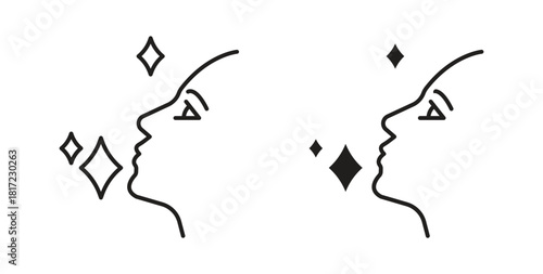 Glowing skin icon in simple flat trend modern graphic design abstract logotype element