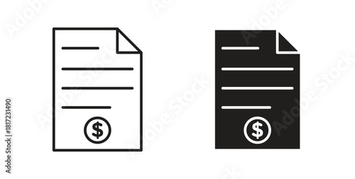 Invoice icon in simple flat trend modern graphic design abstract logotype element