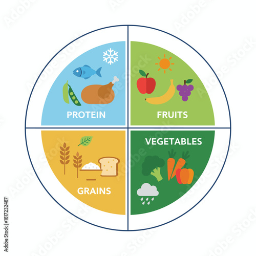 vector icons depicting the four seasons along with their associated fruits and vegetables for each season