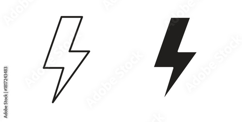 Flash icon in line design and solid black and white colors for designs