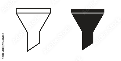 Funnel icon in line design and solid black and white colors for designs