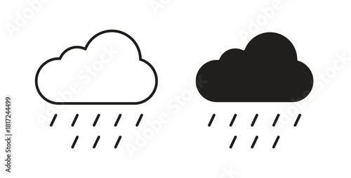 Hail icon in line design and solid black and white colors for designs