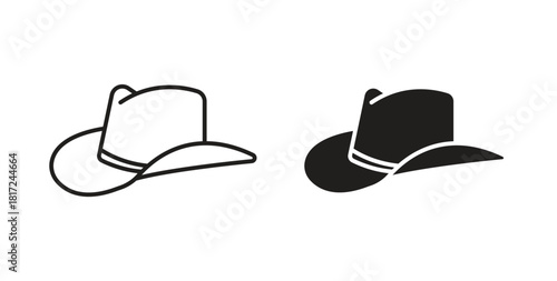 Hat icon in line design and solid black and white colors for designs