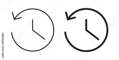 History icon in line design and solid black and white colors for designs