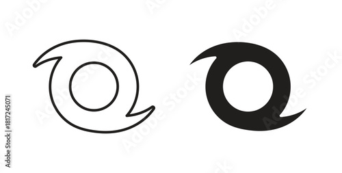 Hurricane icon in line design and solid black and white colors for designs