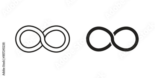 Infinite icon in line design and solid black and white colors for designs