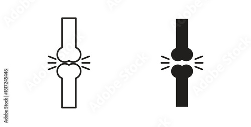 Joint icon in line design and solid black and white colors for designs