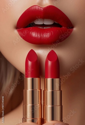 red lipstick and lips