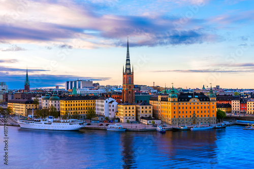 Stockholm, Sweden: Sunset view over Gamla Stan from Monteliusvagen, Scandinavia