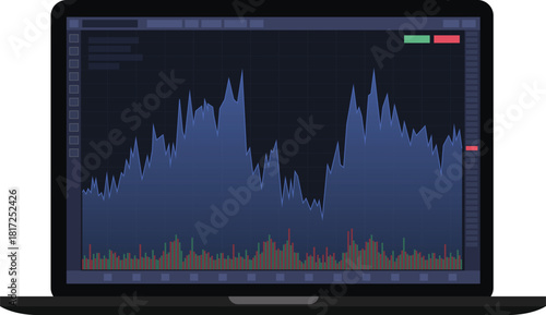 Modern Abstract Financial Trading Graph with Global Network Connection on Dark Background