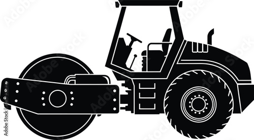 Road Roller Heavy Machinery Silhouette Vector
