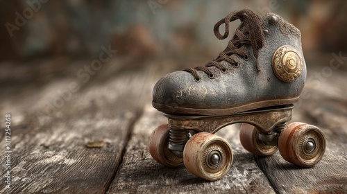 Vintage Roller Skate with Ornate Details and Rustic Finish