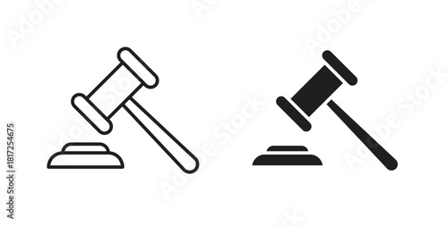 Gavel icon simple vectors in black, suitable for projects