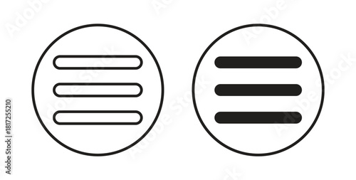 Hamburger menu icon simple vectors in black, suitable for projects
