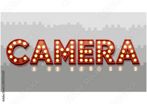 Black silhouette of a camera on white background for photography and media concept