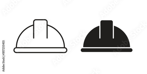 Hard hat icon simple vectors in black, suitable for projects