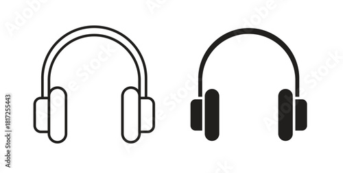 Headphones icon simple vectors in black, suitable for projects