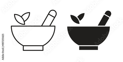Herbal medicine icon simple vectors in black, suitable for projects