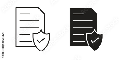 Insurance policy icon simple vectors in black, suitable for projects