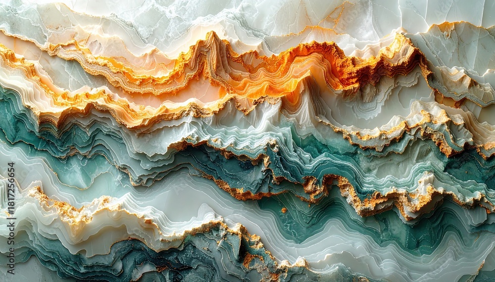 Obraz premium Abstract Swirling Layers of Earthy Tones and Cool Blues.