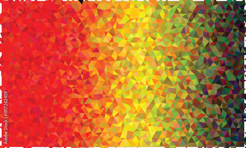 Warm-Toned Low Poly Background: Geometric Triangle Mosaic Texture in Red, Orange, and Green