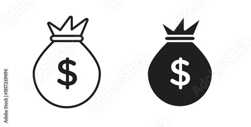 Money bag icon. filled flat sign for mobile concept and web design