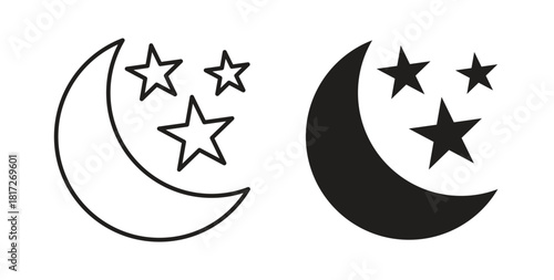 Moon stars icon. filled flat sign for mobile concept and web design