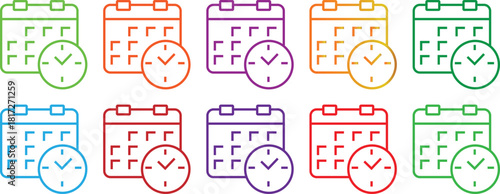 Vibrant Gradient Calendar and Clock Icons for Scheduling, Reminders, and Time Management