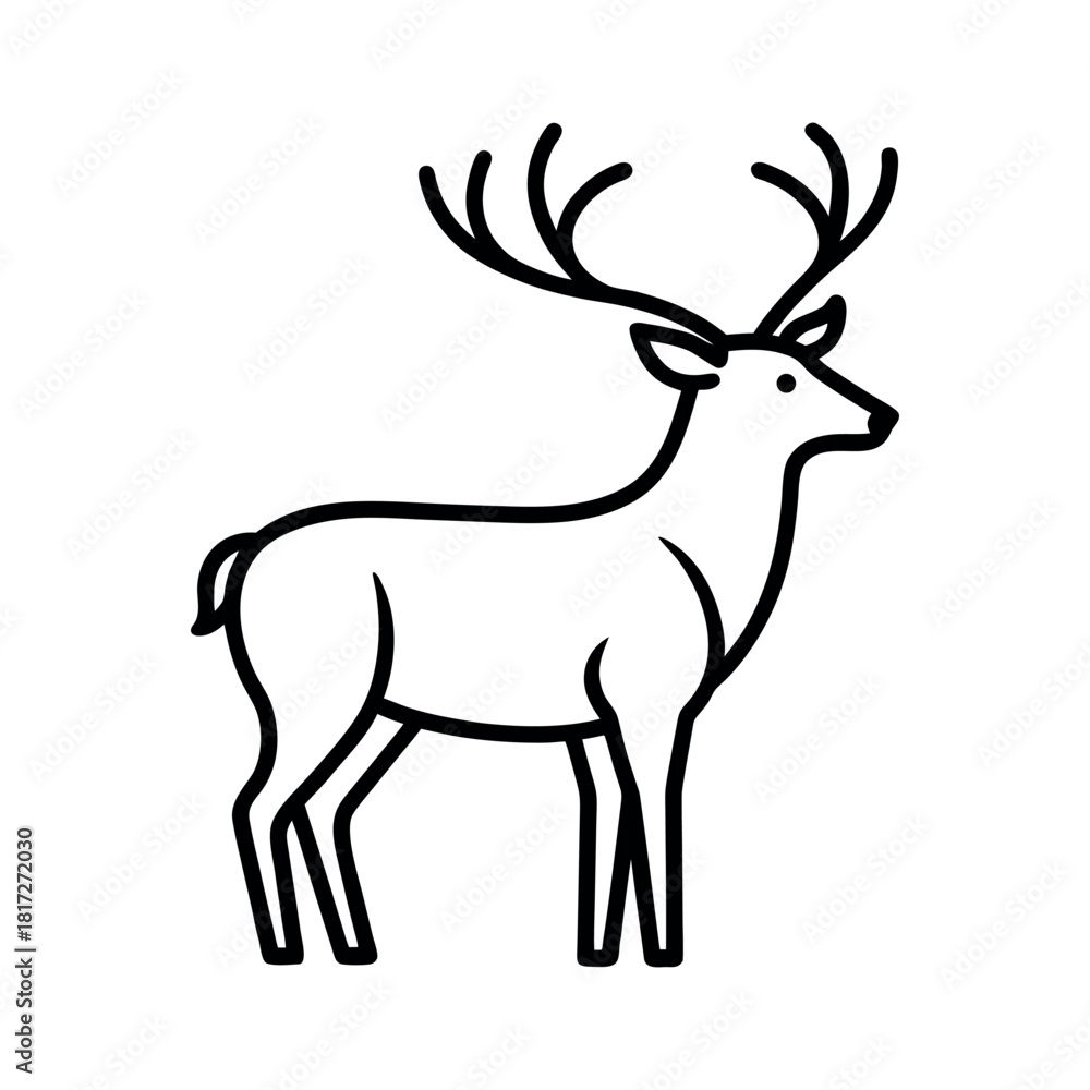 Fototapeta premium Elk Outline Line Art Vector Illustration