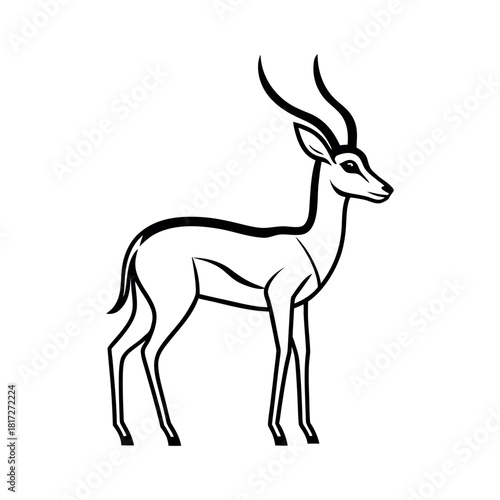 Springbok Outline Line Art Vector Illustration