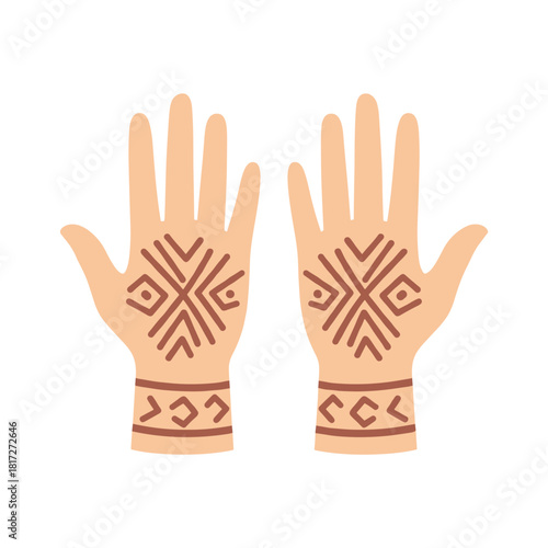 A flat-style vector illustration of soft pink knitted gloves, hand‑drawn and ideal for autumn banners, posters, and seasonal social media designs