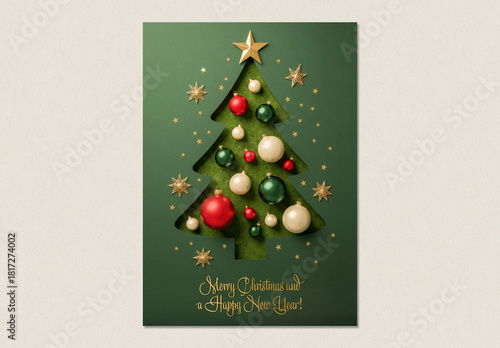 3D Paper Cut Christmas Poster Layout