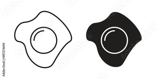 Egg fried icon glyph and line set thin line symbol concept.