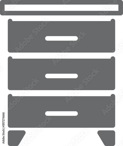 A black dresser with three drawers