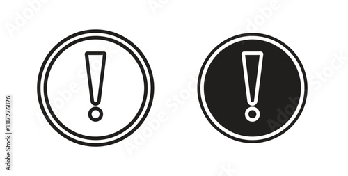 Exclamation interface icon glyph and line set thin line symbol concept.