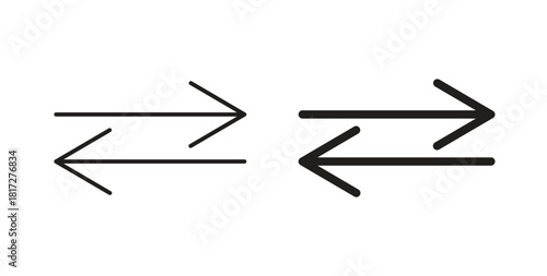 Exchange icon glyph and line set thin line symbol concept.