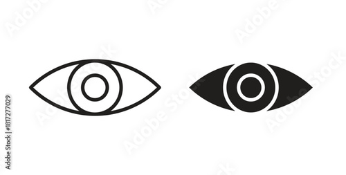Eye icon glyph and line set thin line symbol concept.