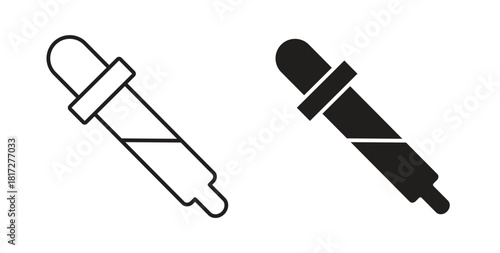 Eye dropper icon glyph and line set thin line symbol concept.