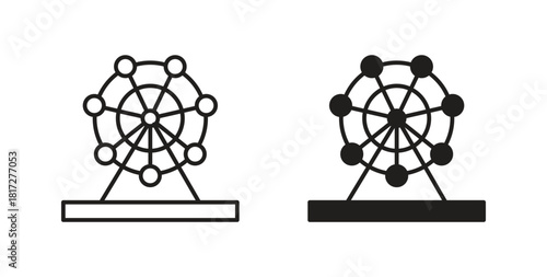Ferris wheel icon glyph and line set thin line symbol concept.