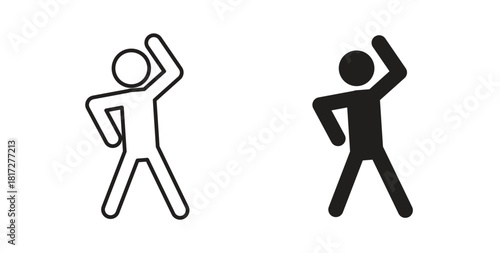 Fitness exercise icon glyph and line set thin line symbol concept.