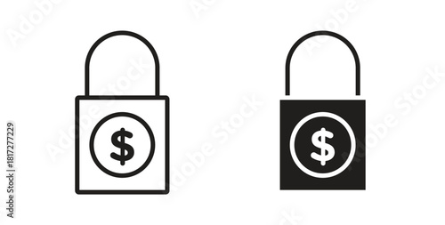 Fixed price icon glyph and line set thin line symbol concept.