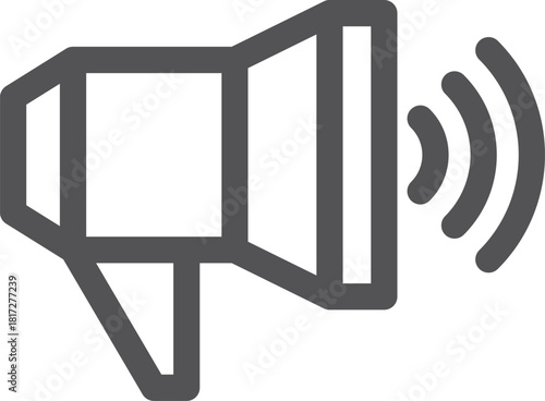 A black and white drawing of a microphone with a sound wave coming out of it