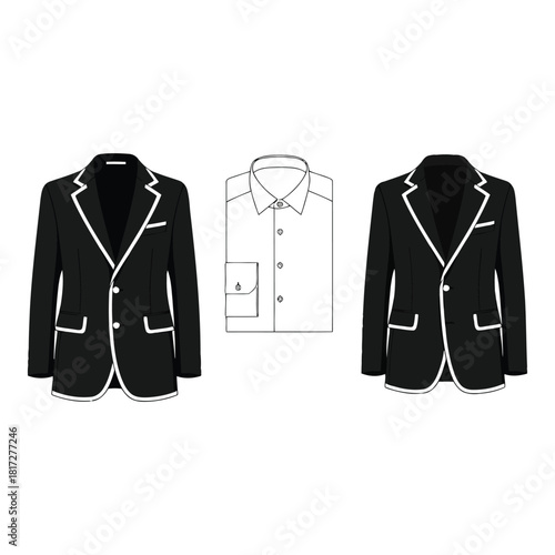 Black suit jacket and white dress shirt fashion illustration