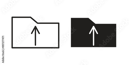Folder upload icon glyph and line set thin line symbol concept.