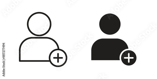 Following icon glyph and line set thin line symbol concept.